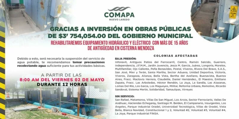 Alcaldesa Carmen Lilia Canturosas ordenó  rehabilitación necesaria en equipos de Cisterna Mendoza