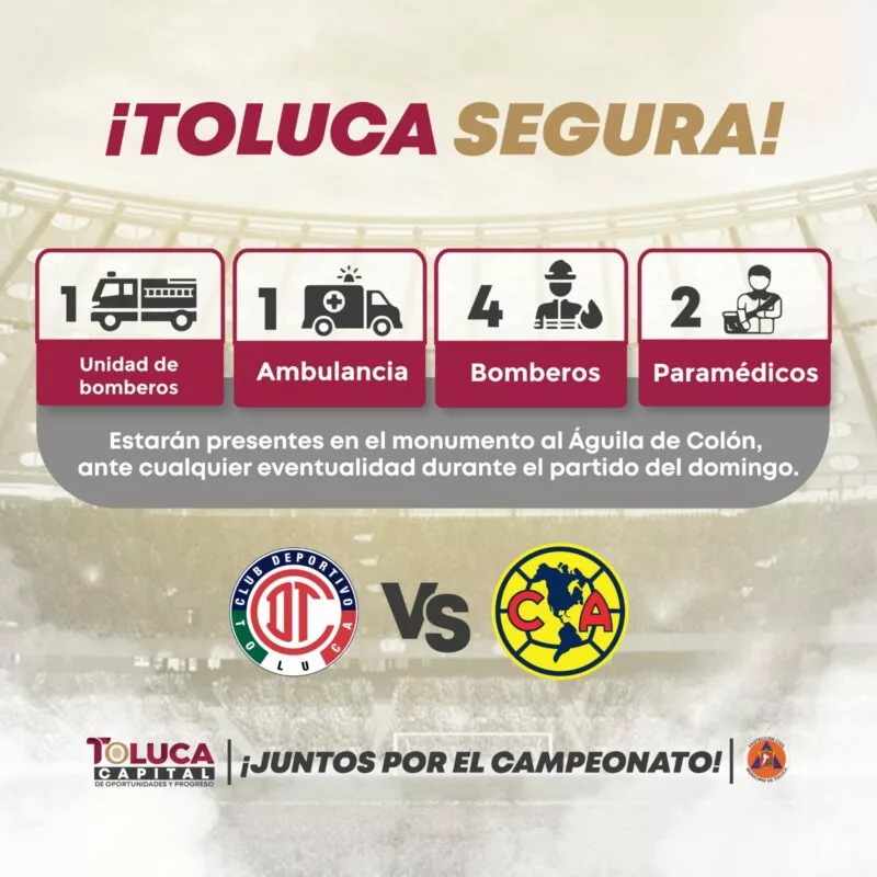 Lista Toluca para recibir con seguridad la final Diablos vs Águilas