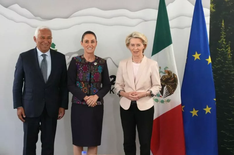 Claudia Sheinbaum Pardo sostuvo una reunión con el presidente del Consejo Europeo, António Costa, y con la presidenta de la Comisión Europea
