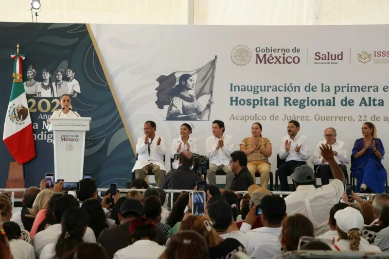 Farmacias del Bienestar inician servicio en Septiembre, presidenta inaugura parte del hospital de alta especialidad en Acapulco.