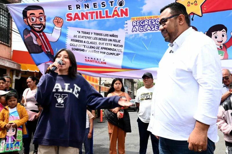 Diputado Ernesto Santillán encabeza acciones para mejorar centros educativos de Ecatepec.