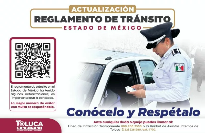 Pone Toluca al alcance de la población QR de reglamento de tránsito estatal
