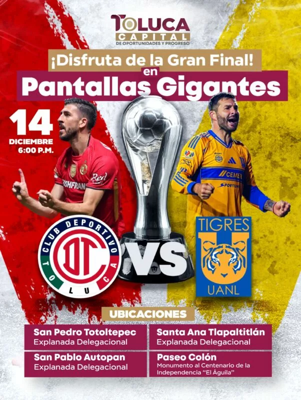 Enciende Toluca la pasión escarlata con pantallas gigantes