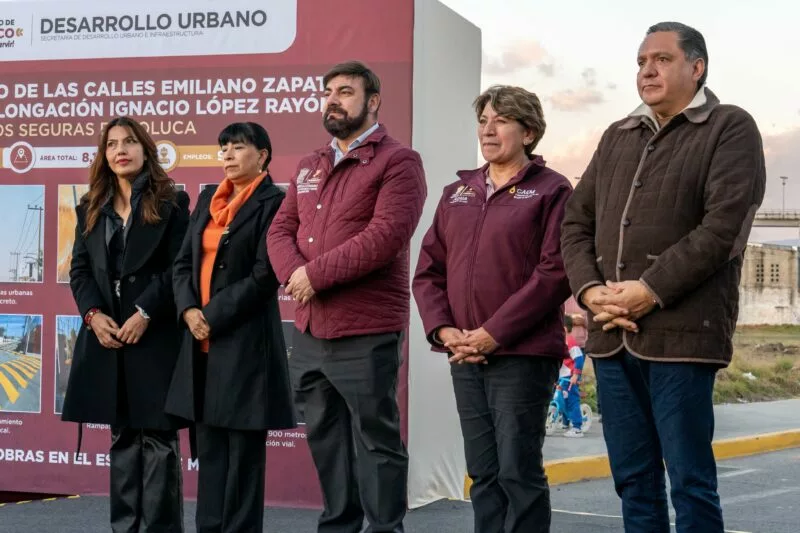 Fortalecen Gobernadora Delfina Gómez y el alcalde Ricardo Moreno el tejido social de San Mateo Otzacatipan con la construcción de senderos seguros