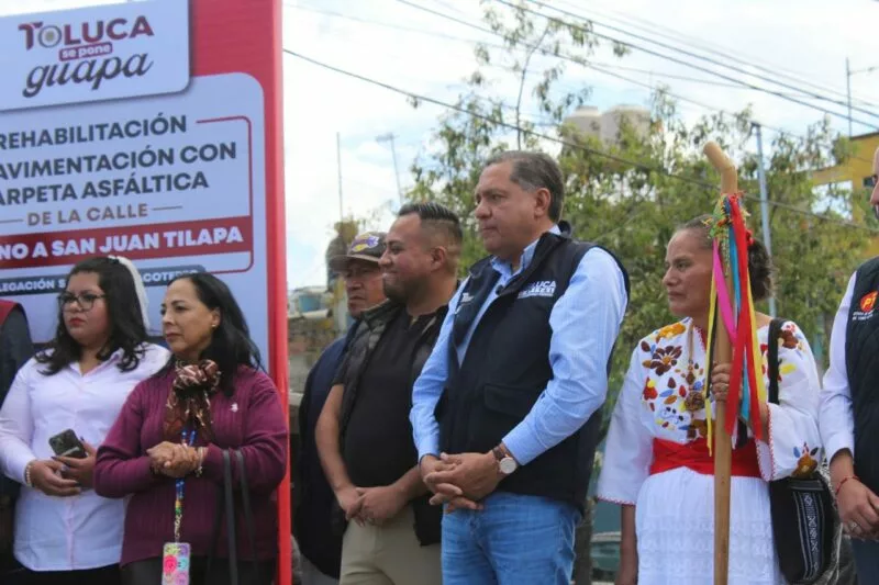 Toluca fortalece la conectividad del sur con obra vial en Santiago Tlacotepec