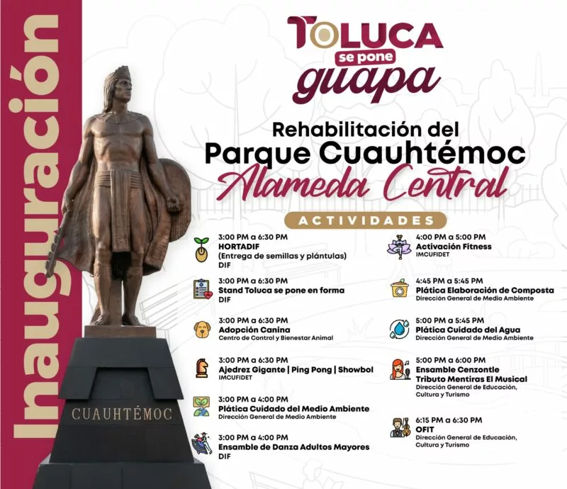 Ofrece Parque Cuauhtémoc – Alameda actividades culturales y recreativas para disfrute de las y los toluqueños