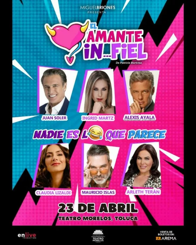 El Amante infiel en Toluca con elenco estelar que promete un noche de risas, engaños y grandes actuaciones.