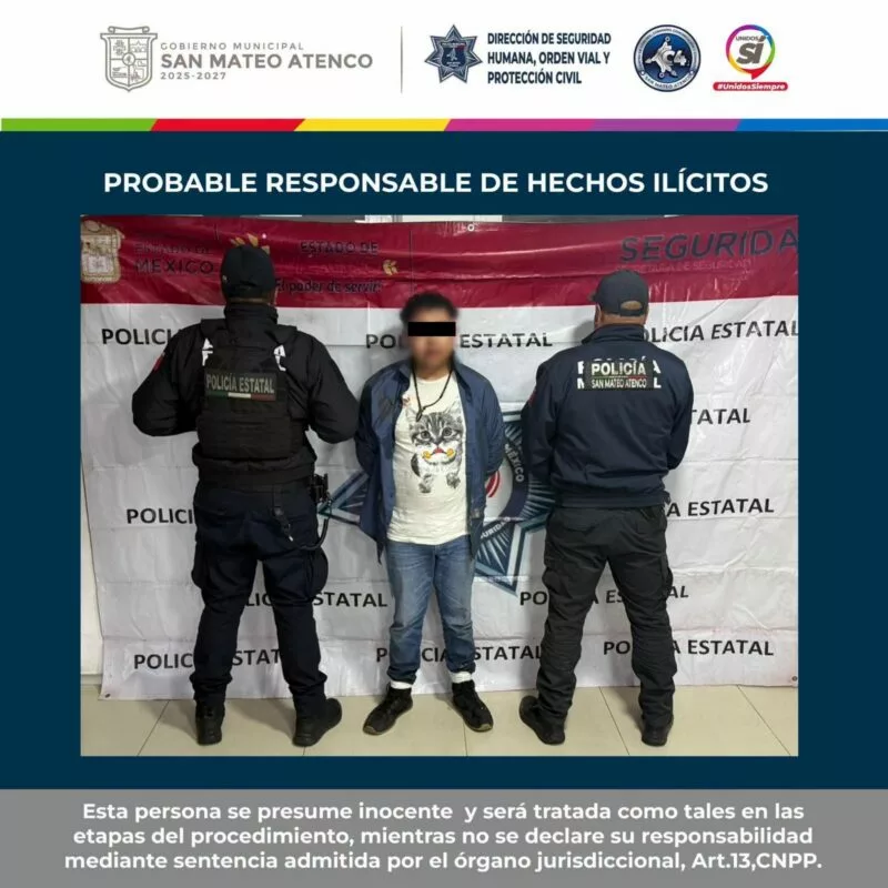Policía den San Mateo Atenco frustra Robo, Rescata tres personas y detiene a presunto Delincuente