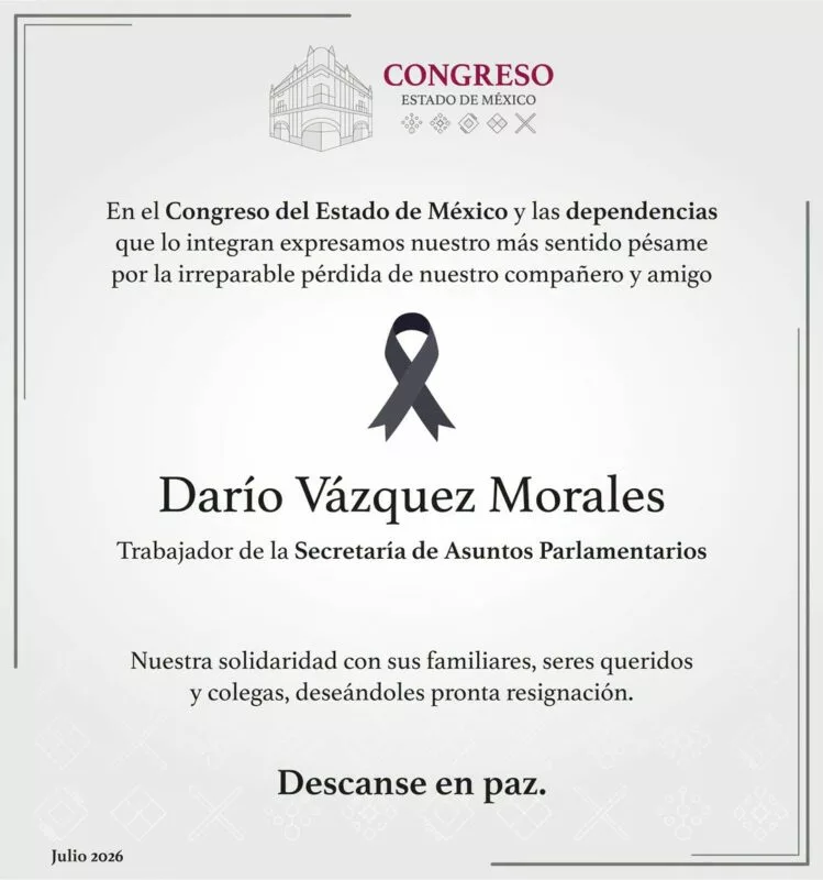 Falleció trabajador en la sede del Congreso mexiquense